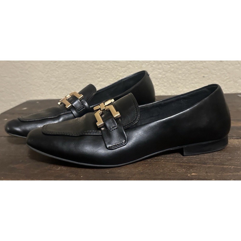 Steve Madden Ryann Women's 9 M Loafers Black Leather Gold Chain Bit Preppy - Picture 6 of 15